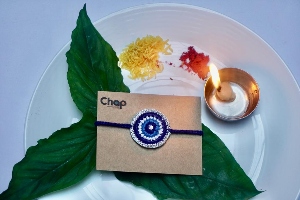Evil eye crochet rakhi for adults!